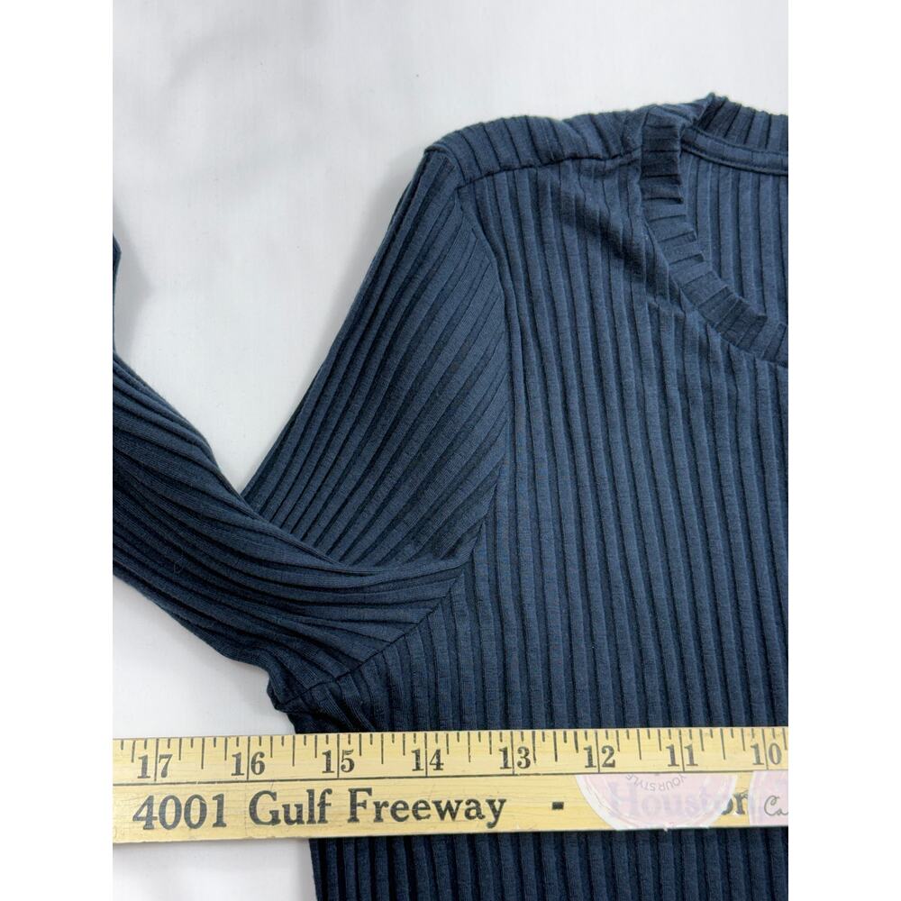 Eileen Fisher Sz M Navy Blue Textured Stretch Rib Crew Neck Dress MSRP $127 - Picture 8 of 9